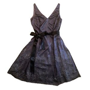 New With Tags - Purple, Black & Silver A-Line Party Dress (Small)